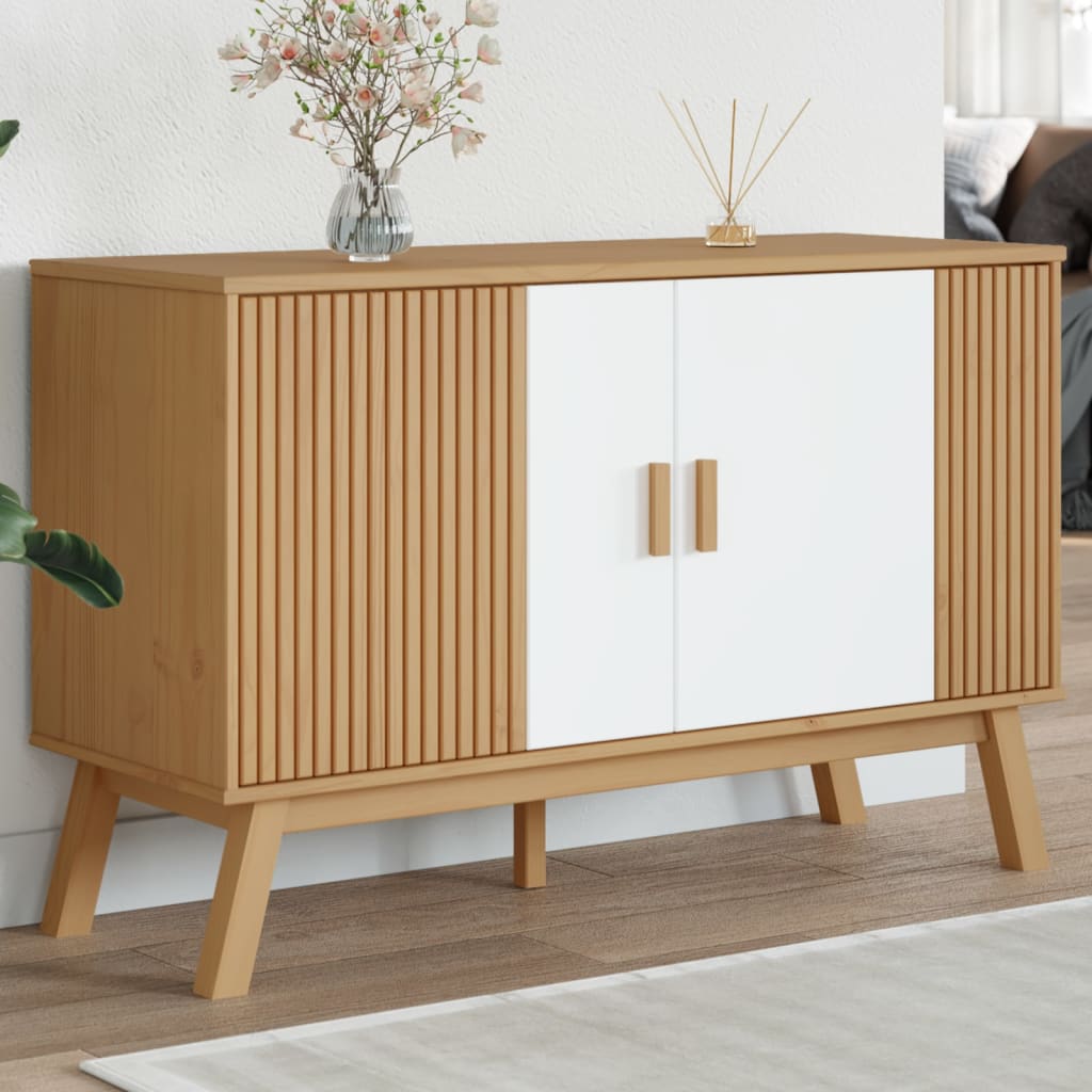 Credenza OLDEN Bianca e Marrone 114x43x73,5 cm Massello di Pinocod mxl 114950