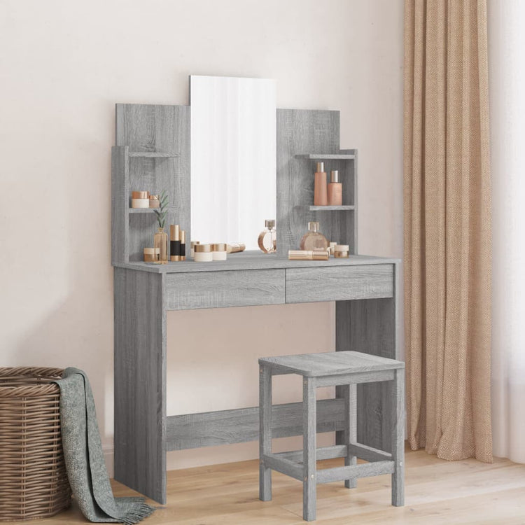 Toeletta con Specchio Grigio Sonoma 96x39x142 cm 837580