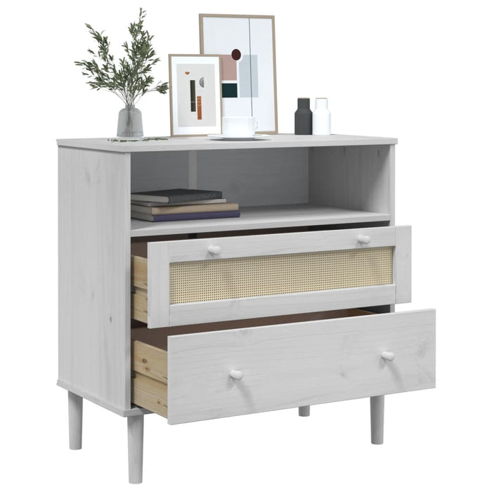 Credenza SENJA Bianca 80x40x80 cm in Legno Massello di Pino 358020