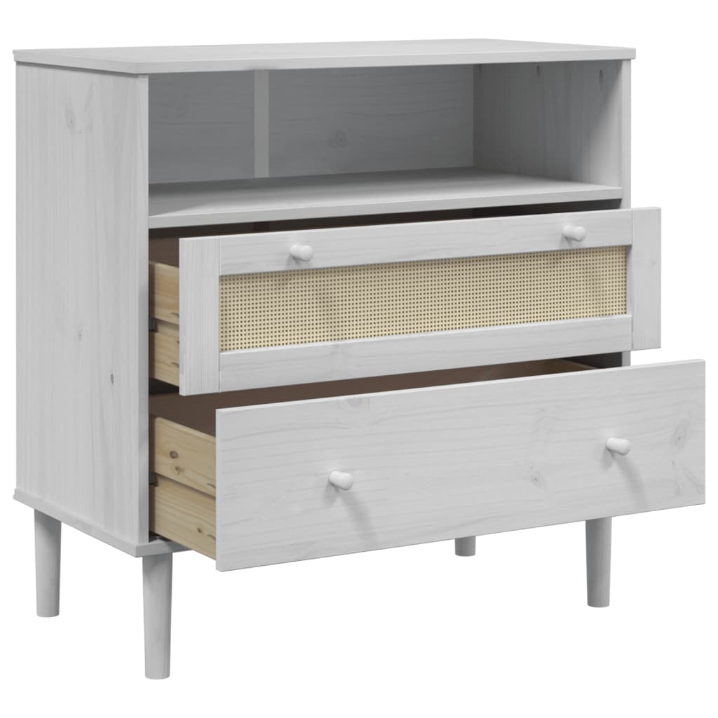 Credenza SENJA Bianca 80x40x80 cm in Legno Massello di Pino 358020