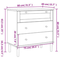 Cassettiera SENJA Marrone 80x40x80 cm in Legno Massello di Pino 358022