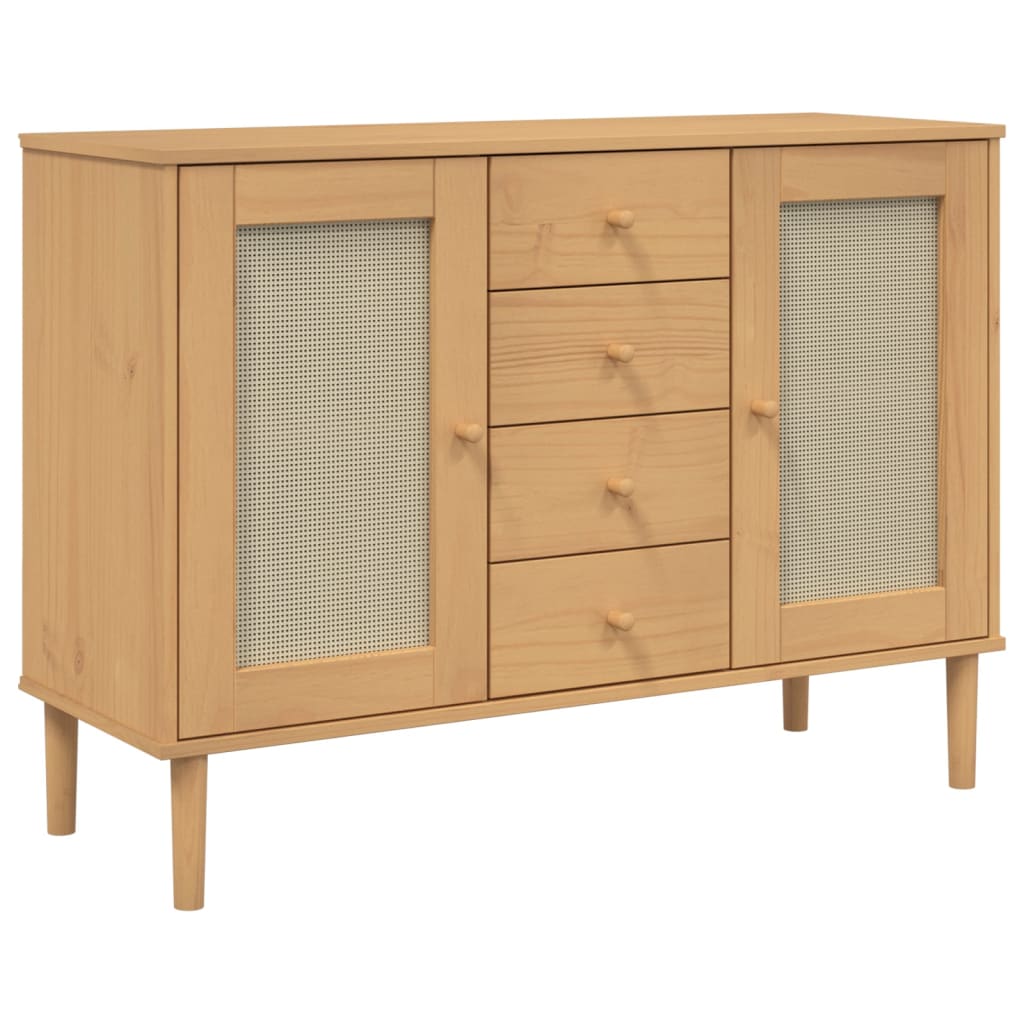 Credenza SENJA Marrone 112x40x80 cm in Legno Massello di Pino 358025