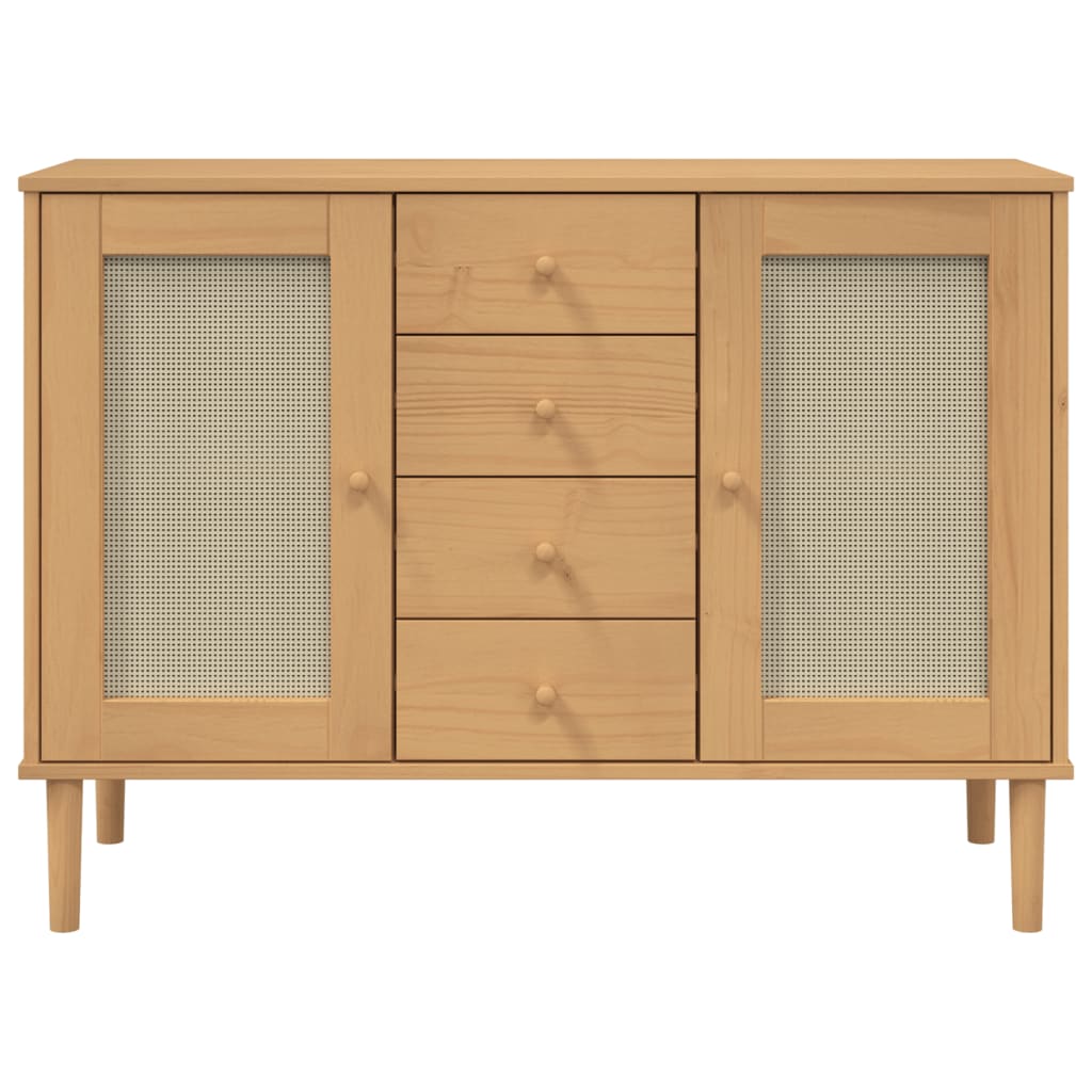 Credenza SENJA Marrone 112x40x80 cm in Legno Massello di Pino 358025