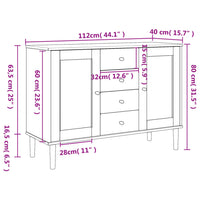 Credenza SENJA Marrone 112x40x80 cm in Legno Massello di Pino 358025