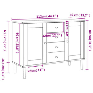 Credenza SENJA Marrone 112x40x80 cm in Legno Massello di Pino 358025