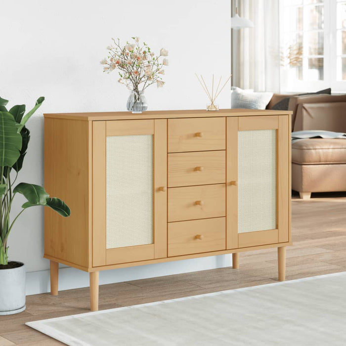 Credenza SENJA Marrone 112x40x80 cm in Legno Massello di Pino 358025