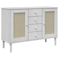 Credenza SENJA Aspetto Rattan Bianco 112x40x80 cm Massello Pinocod mxl 84030