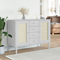 Credenza SENJA Aspetto Rattan Bianco 112x40x80 cm Massello Pinocod mxl 84030