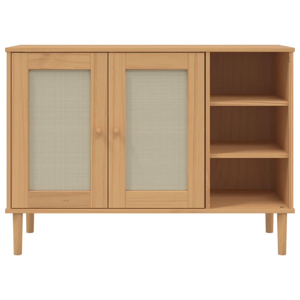 Credenza SENJA Aspetto Rattan 112x40x80 cm Legno Massello Pino 358028