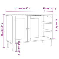 Credenza SENJA Aspetto Rattan 112x40x80 cm Legno Massello Pino 358028