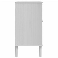 Credenza SENJA Aspetto Rattan Bianco 112x40x80 cm Massello Pino 358029