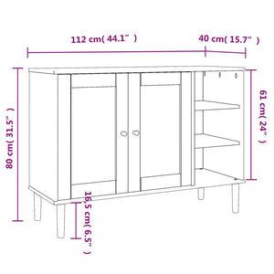 Credenza SENJA Aspetto Rattan Bianco 112x40x80 cm Massello Pino 358029