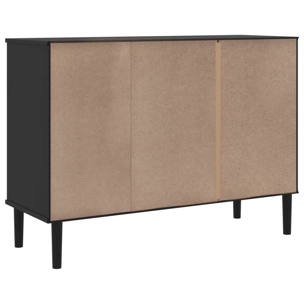 Credenza SENJA Aspetto Rattan Nero 112x40x80 cm Massello Pino 358030