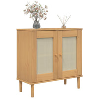 Credenza SENJA Aspetto Rattan Marrone 80x35x80 cm Massello Pino 358031