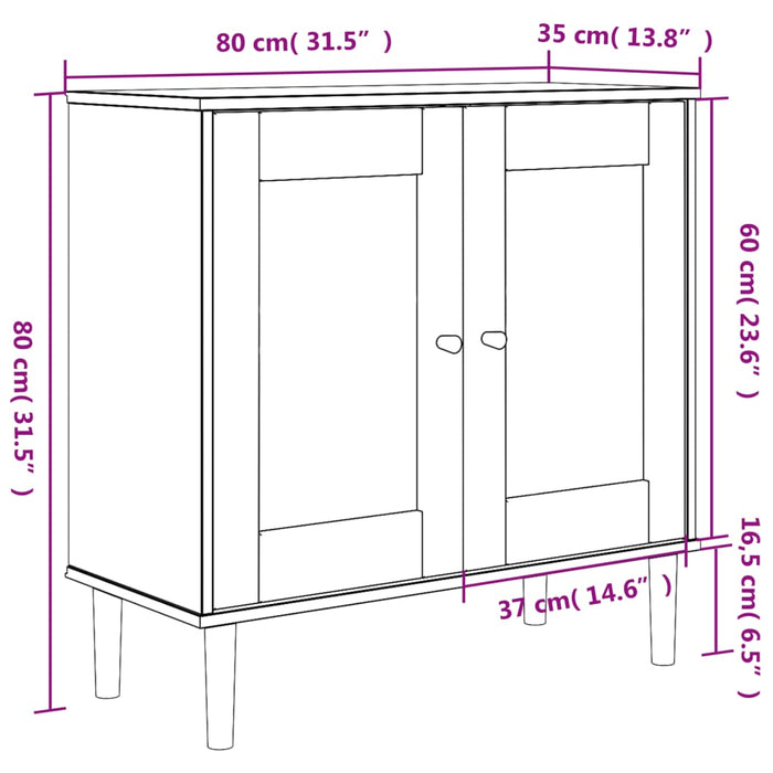 Credenza SENJA Aspetto Rattan Marrone 80x35x80 cm Massello Pino 358031