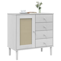 Credenza SENJA Aspetto Rattan Bianco 80x40x80 cm Massello Pinocod mxl 108294