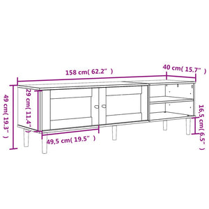 Mobile TV SENJA Aspetto Rattan Marrone 158x40x49 Massello Pino 358043