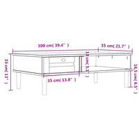 Tavolino SENJA Aspetto Rattan Bianco 100x55x33cm Legno Massello 358047