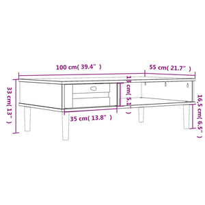 Tavolino SENJA Aspetto Rattan Nero 100x55x33cm Legno Massello 358048