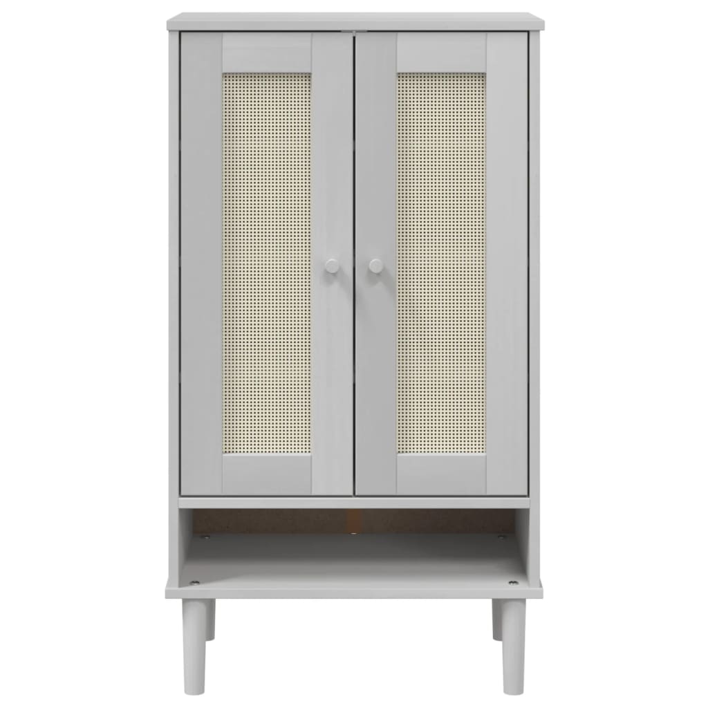 Scarpiera SENJA Aspetto Rattan Bianco 59,5x35x107 cm Massello 358050