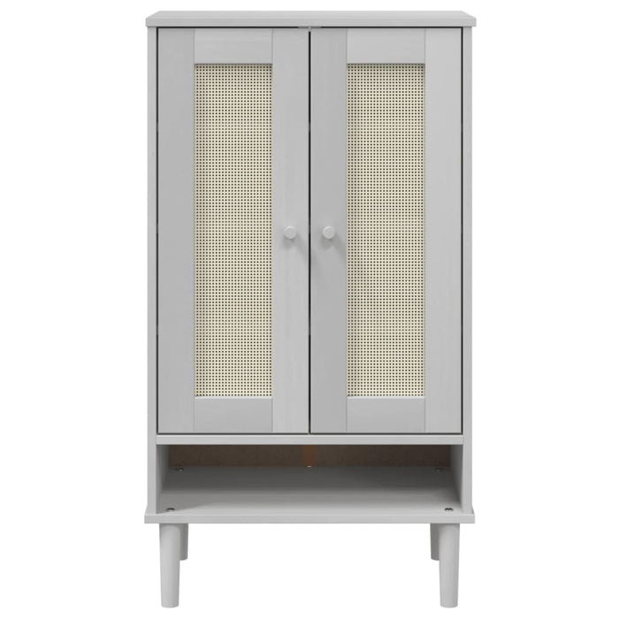 Scarpiera SENJA Aspetto Rattan Bianco 59,5x35x107 cm Massello 358050