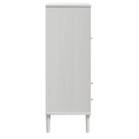 Credenza SENJA Aspetto Rattan Bianco 90x40x112cm Massello Pino 358053