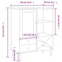 Credenza SENJA Aspetto Rattan Bianco 90x40x112cm Massello Pino 358053