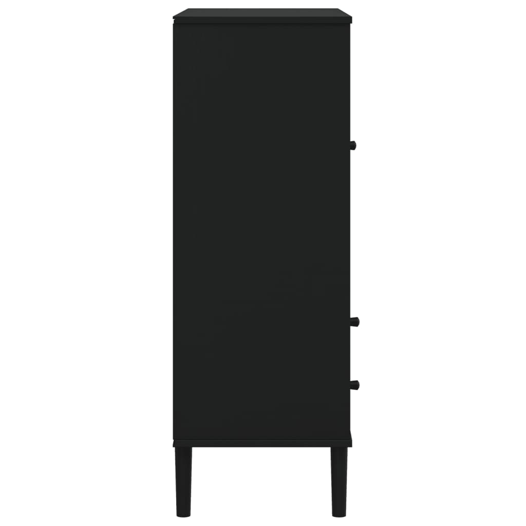 Credenza SENJA Aspetto Rattan Nero 90x40x112 cm Massello Pino 358054