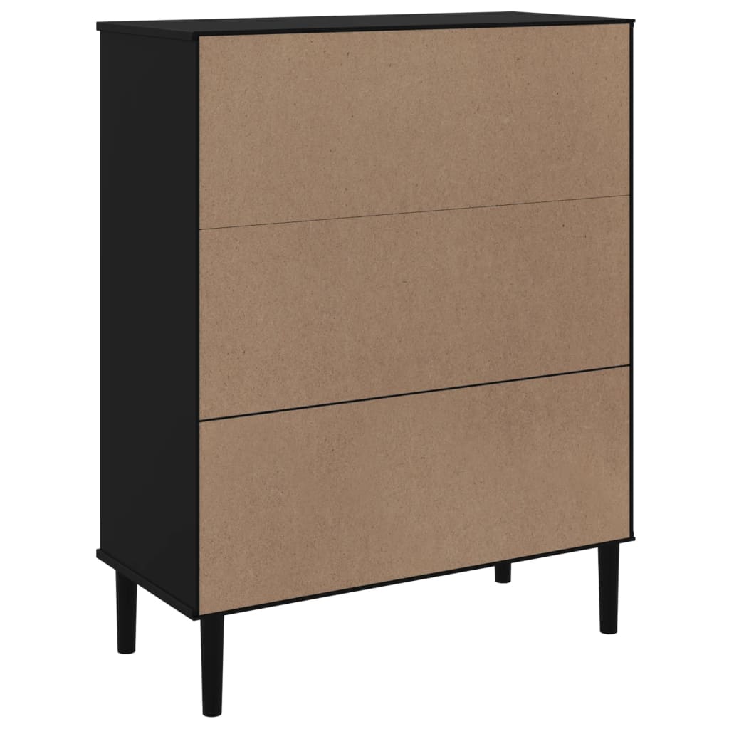 Credenza SENJA Nera 90x40x112 cm in Legno Massello di Pino 358057