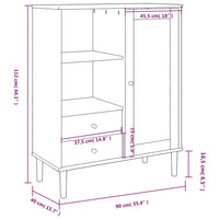 Credenza SENJA Nera 90x40x112 cm in Legno Massello di Pino 358057