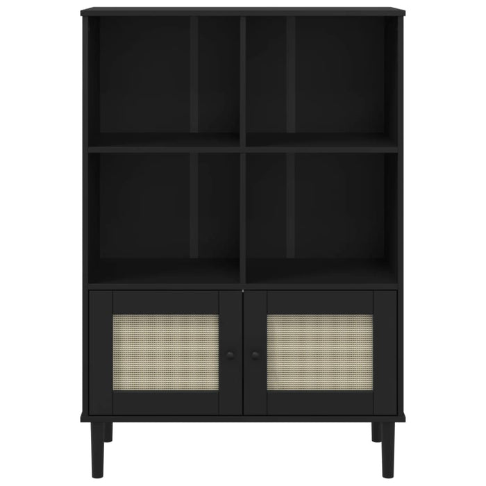 Credenza SENJA Nera 90x35x130 cm in Legno Massello di Pino 358063