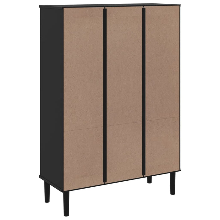 Credenza SENJA Nera 90x35x130 cm in Legno Massello di Pino 358063