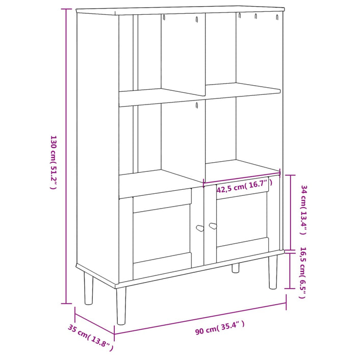 Credenza SENJA Aspetto Rattan Nero 90x35x130 cm Legno Pino 358063