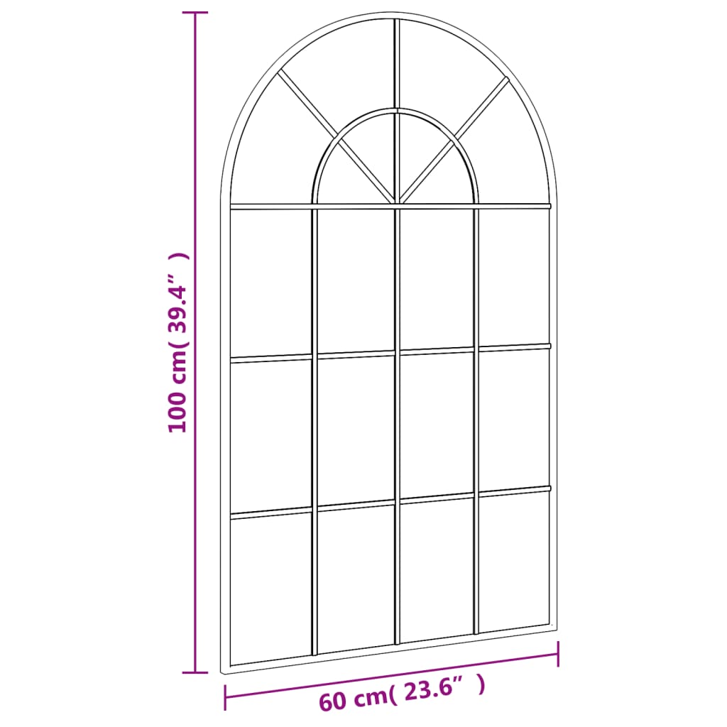 Specchio da Parete Nero 60x100 cm Arco in Ferro 358627