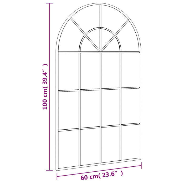 Specchio da Parete Nero 60x100 cm Arco in Ferro 358627