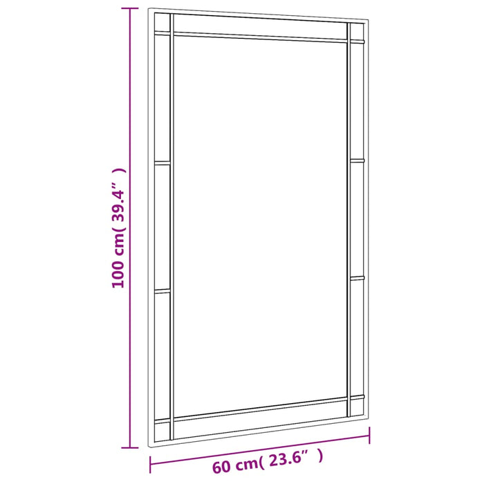 Specchio da Parete Nero 60x100 cm Rettangolare in Ferro 358631