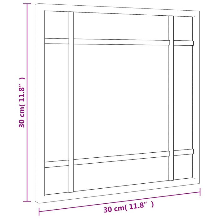 Specchio da Parete Nero 30x30 cm Quadrato in Ferro 358632
