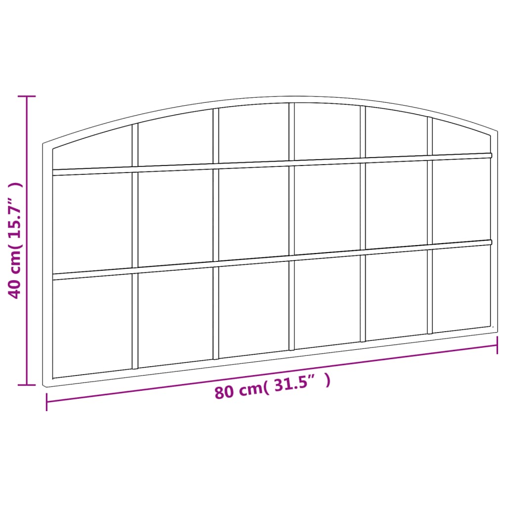 Specchio da Parete Nero 80x40 cm Arco in Ferro 358637