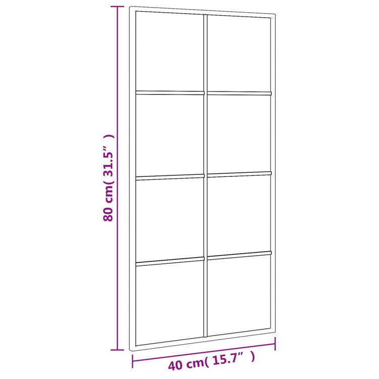 Specchio da Parete Nero 40x80 cm Rettangolare in Ferro 358644