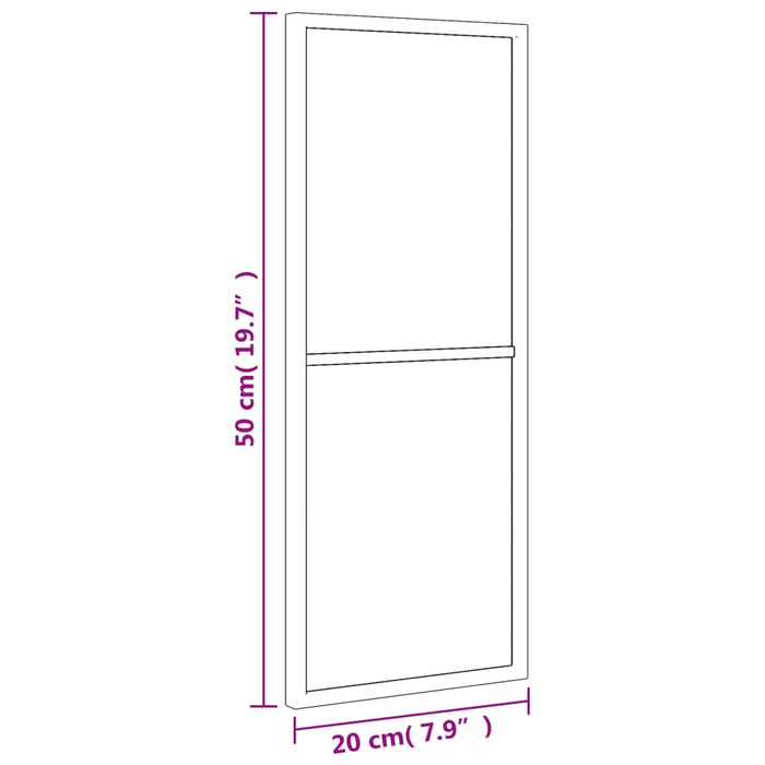 Specchio da Parete Nero 20x50 cm Rettangolare in Ferro 358645