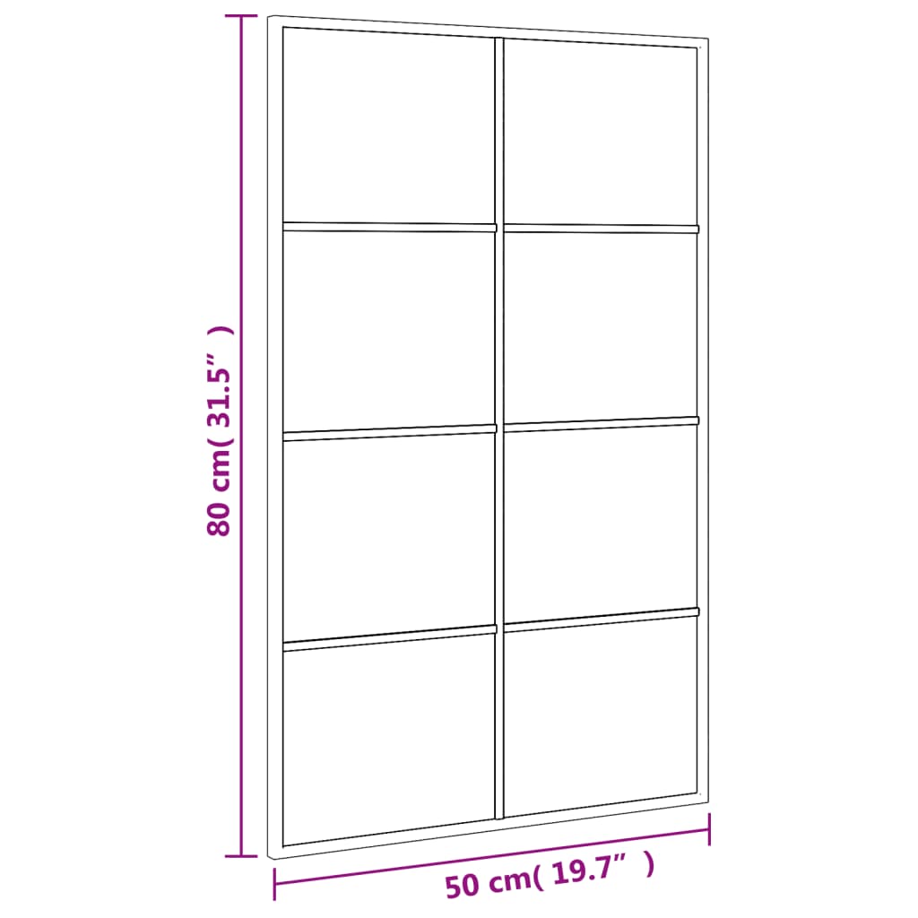 Specchio da Parete Nero 50x80 cm Rettangolare in Ferro 358648