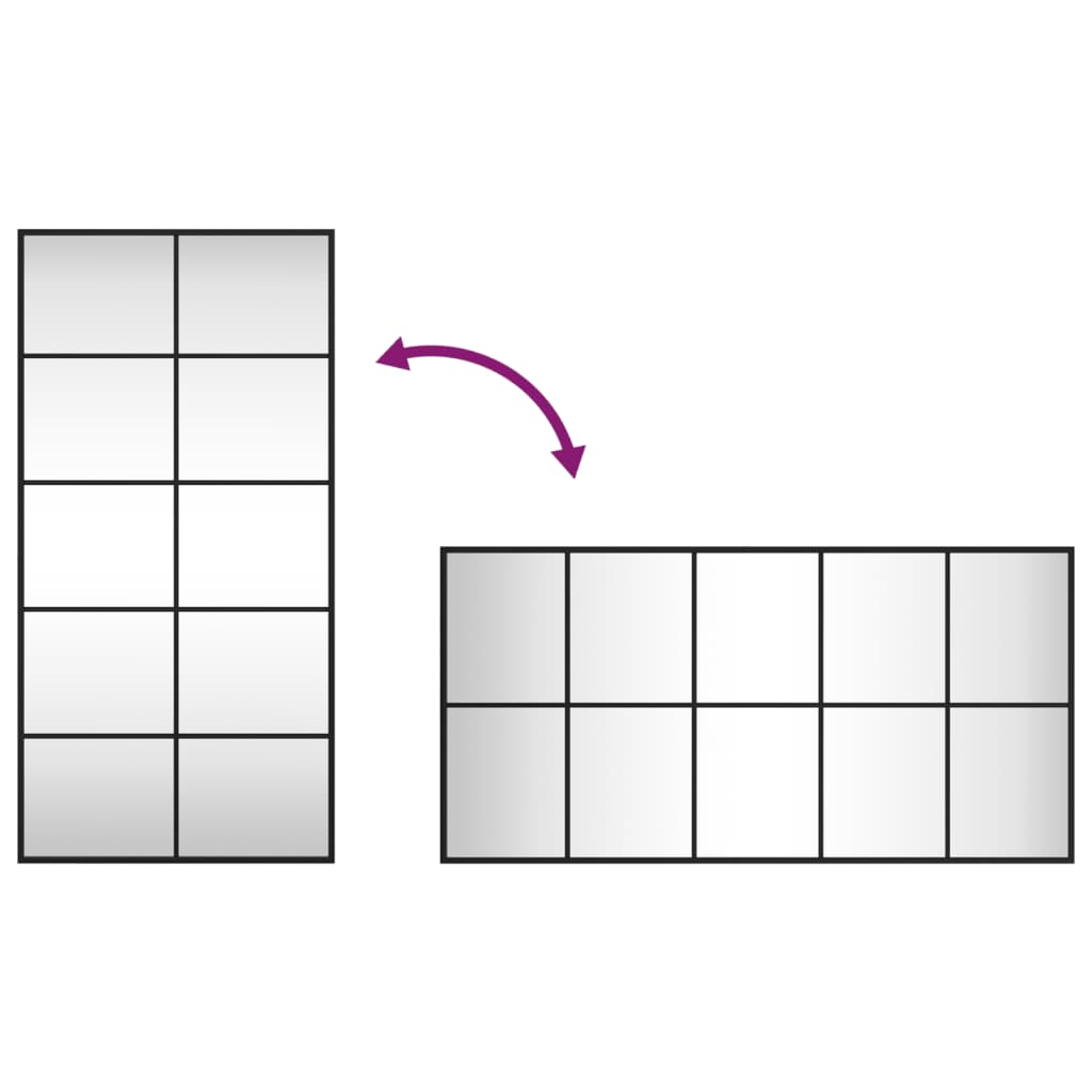 Specchio da Parete Nero 50x100 cm Rettangolare in Ferro 358649