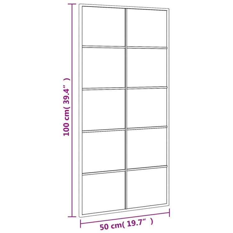 Specchio da Parete Nero 50x100 cm Rettangolare in Ferro 358649