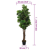 Albero Ficus Lyrata 180 Foglie 150 cm Verde 359013