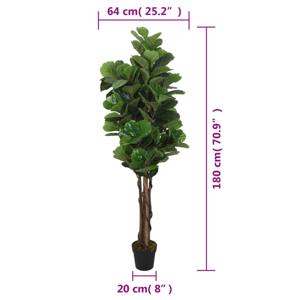 Albero Ficus Lyrata 232 Foglie 180 cm Verde 359014