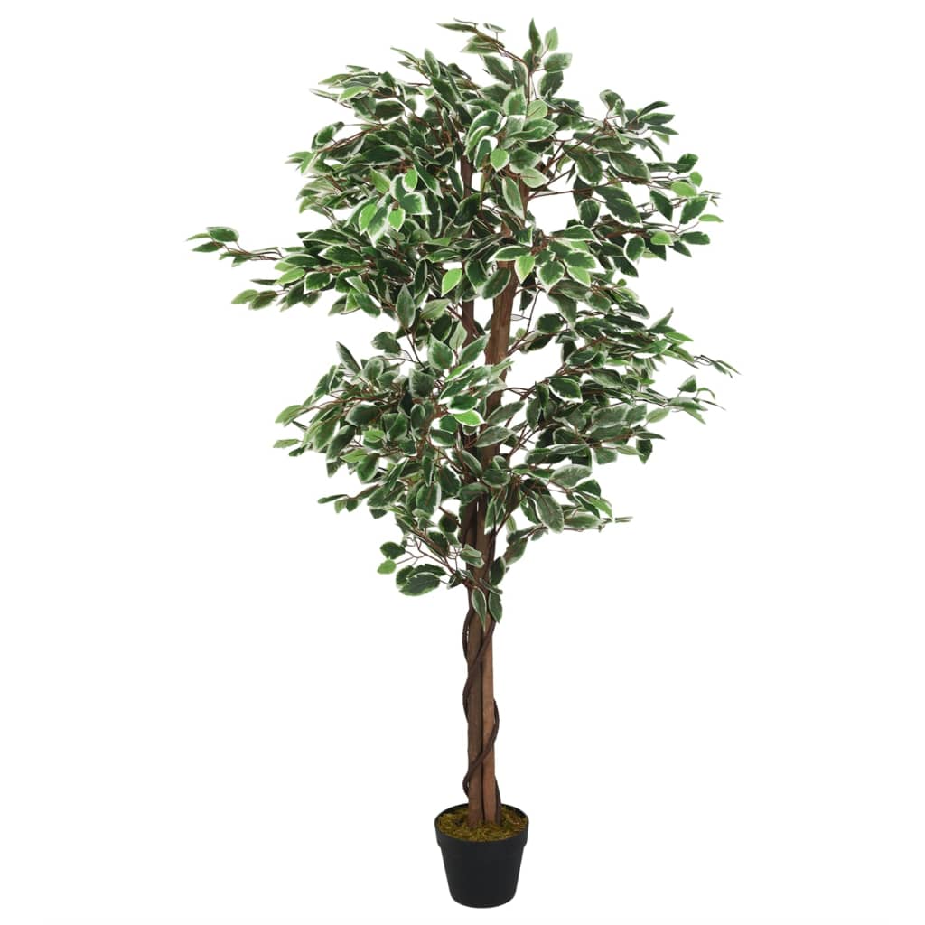 Albero di Ficus Artificiale 630 Foglie 120 cm Verde 359026