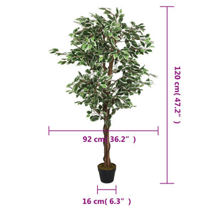 Albero di Ficus Artificiale 630 Foglie 120 cm Verde 359026