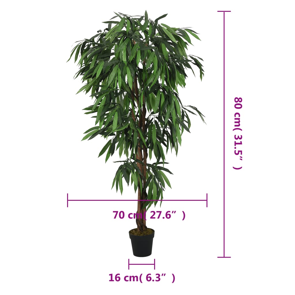 Albero Mango Artificiale 300 Foglie 80 cm Verde 359030