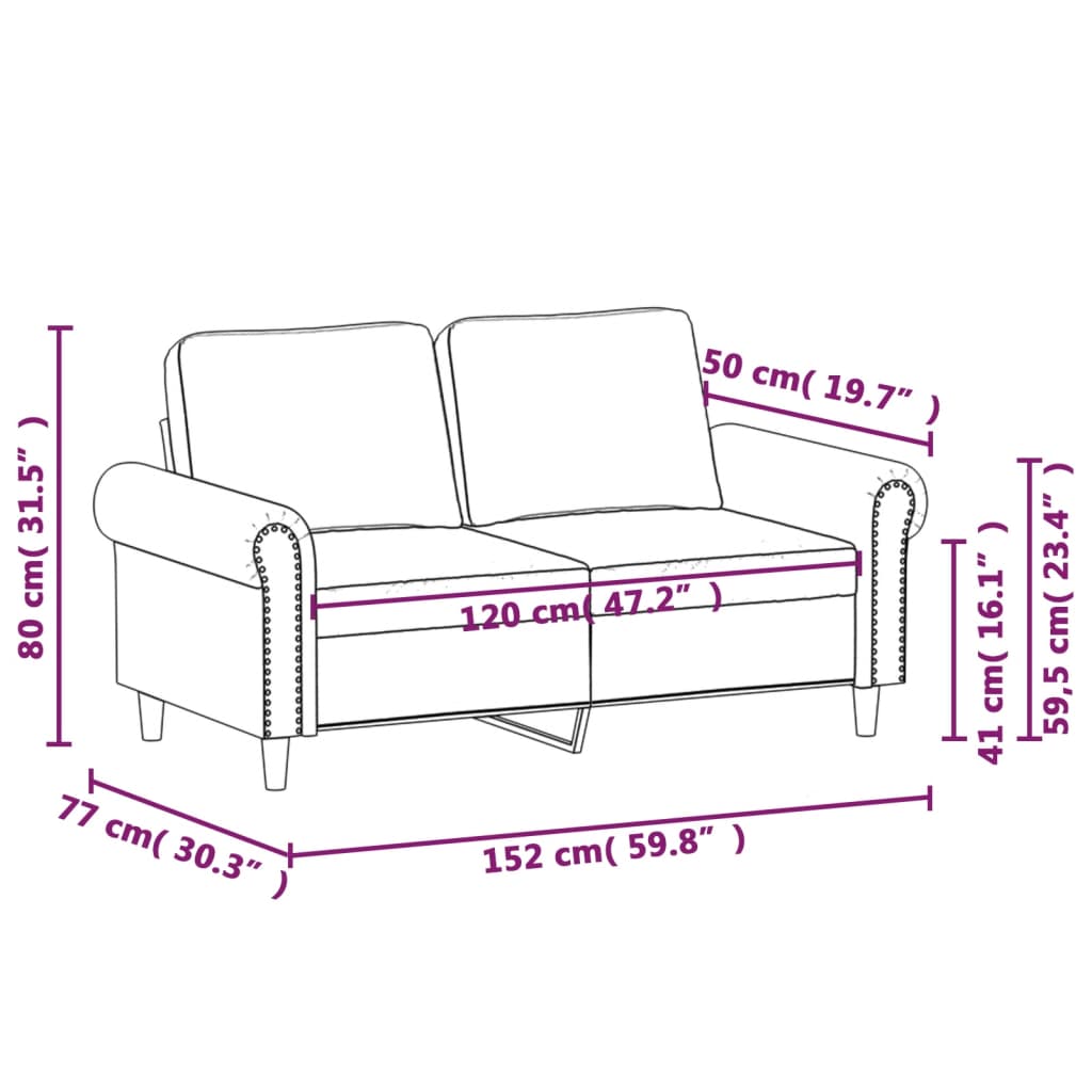 Divano a 2 Posti Cappuccino 140 cm in Similpelle 359503