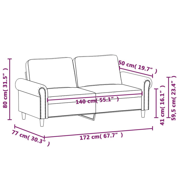 Divano a 2 Posti Nero 140 cm in Similpelle 359504